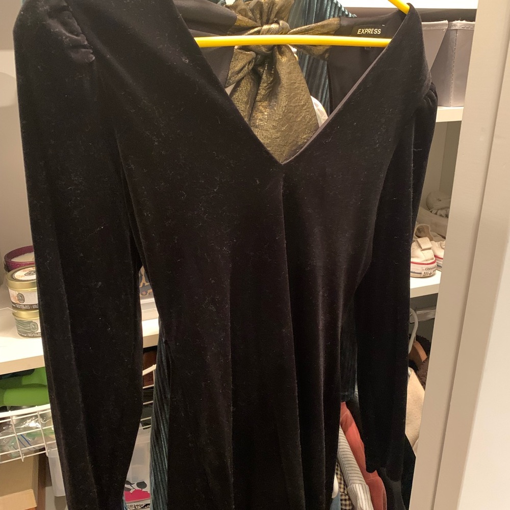 Express Velvet Bow Back Mini Dress - Picture 3 of 4